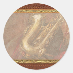 Musik - Blechblasinstrument - Saxophon Runder Aufkleber