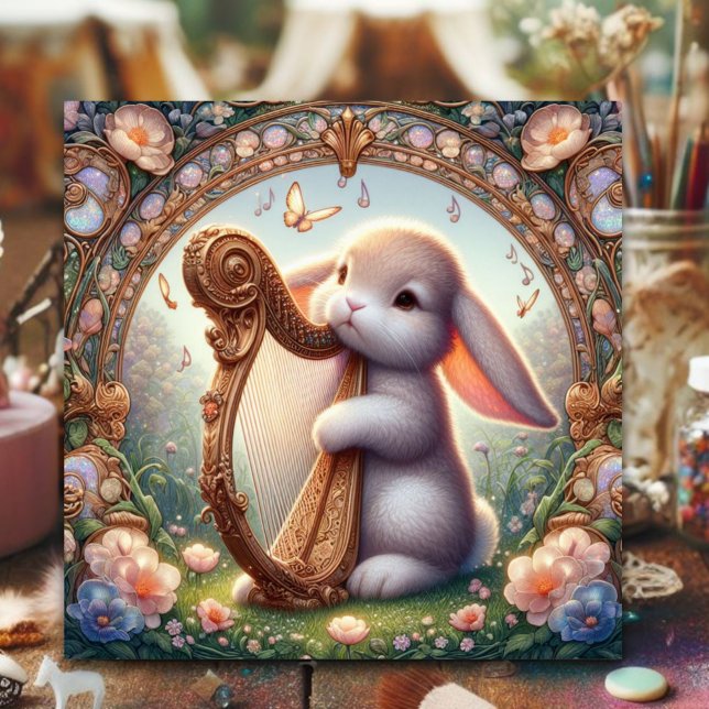 Musik Bunny Art Nouveau Osterfest Feiertagskarte (Von Creator hochgeladen)