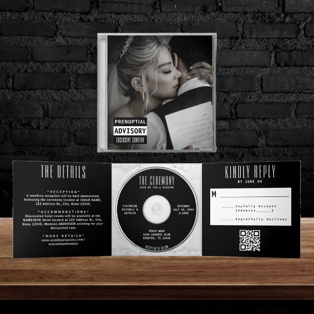 Musik CD Album Cover Black Wedding All in one Dreifach Gefaltete Einladung (Von Creator hochgeladen)