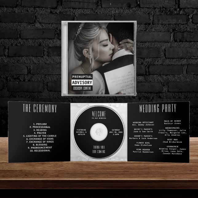 Musik CD Album Cover Booklet Black Wedding Program Dreifach Gefaltete Einladung (Von Creator hochgeladen)