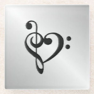 Musik Clef Herz bekümmert Glasuntersetzer