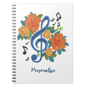 Musik-Clef Hinweis Orange-Blume - Musikhinweise Notizblock