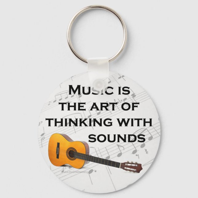 Musik denkt mit Gitarre Schlüsselanhänger (Vorderseite)