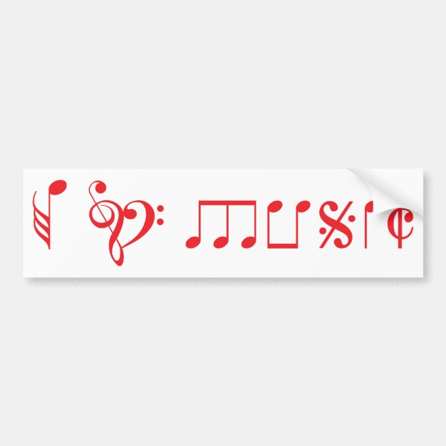 Musik der Liebe I, geschrieben mit Musiknoten Autoaufkleber (Vorne)
