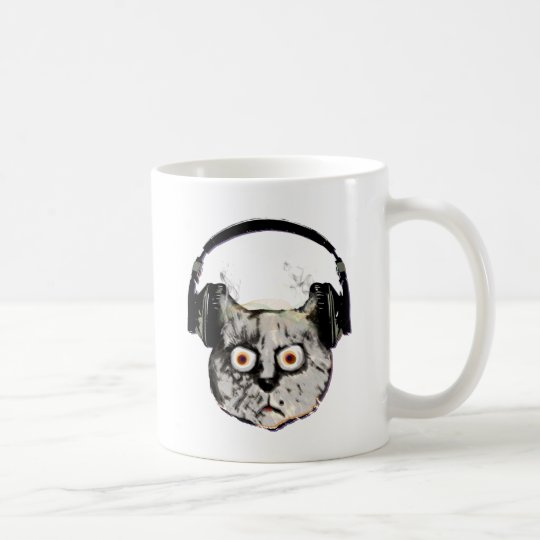 Musik-DJ-Katze mit Kopfhörer Kaffeetasse