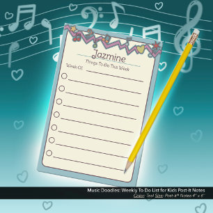 Musik Doodles: Wochenübersicht für Kinder Post-it Klebezettel