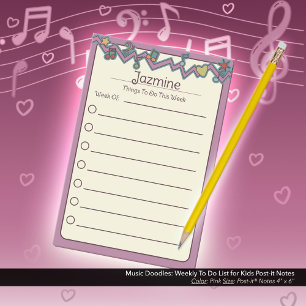 Musik Doodles: Wochenübersicht für Kinder Post-it Klebezettel