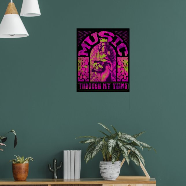 Musik durch meine Venen Hippie Mermaid Skeletts Poster (Wohnzimmer 1)