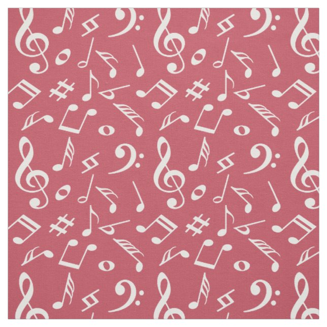 Musik. Dusty Rose.Notizen.Modern.Schrift Stoff (Muster)