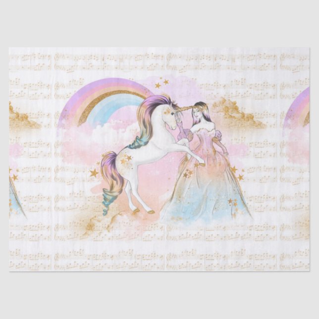 Musik Einhorn-Prinzessin Rainbow spielt rosa Blau Seidenpapier (Vorderseite)
