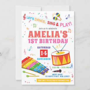 Musik Einladung zum Geburtstag. Girl Birthday