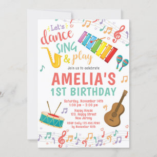 Musik Einladung zum Geburtstag. Girl Birthday