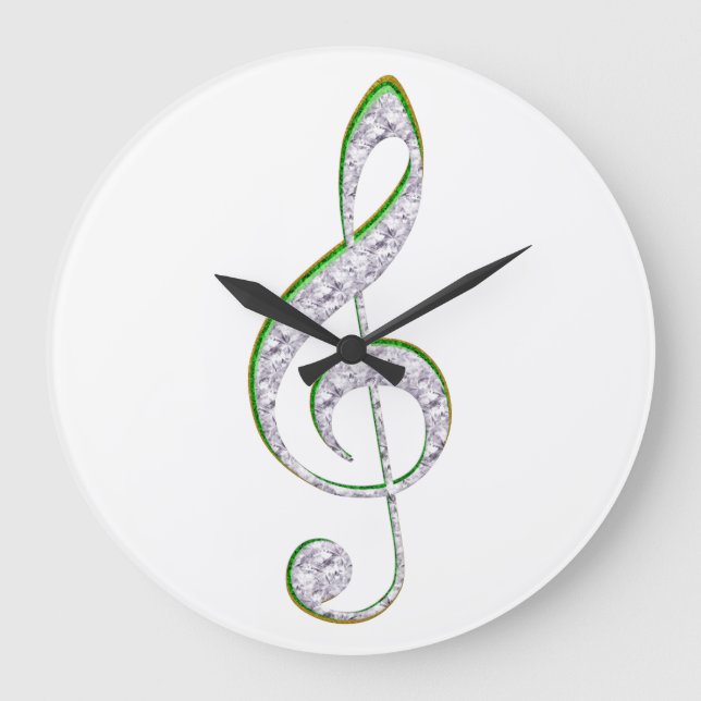 MUSIK Emerald und Diamant Treppenabsatz Große Wanduhr (Vorderseite)