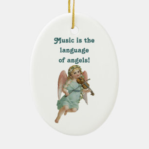 Musik-Engel-Schmuck mit Gedicht Keramik Ornament