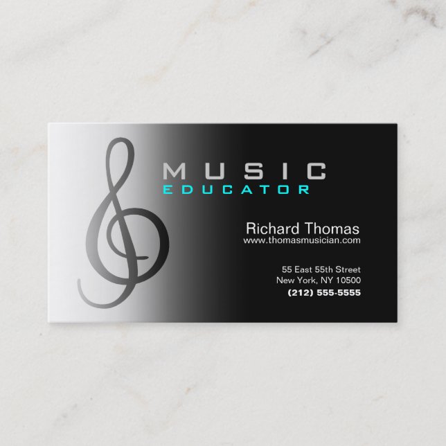 Musik-Erzieher-Visitenkarte-Chrom Visitenkarte (Vorderseite)