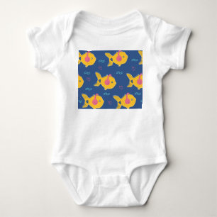 Musik Fische: Cartoon Vintages Muster. Baby Strampler