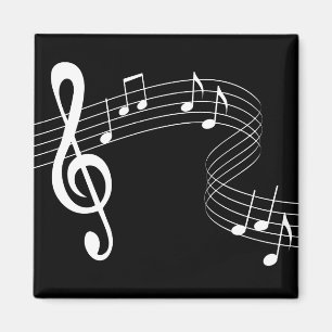Musik fließt Weiß auf dem Schwarzen Magnet