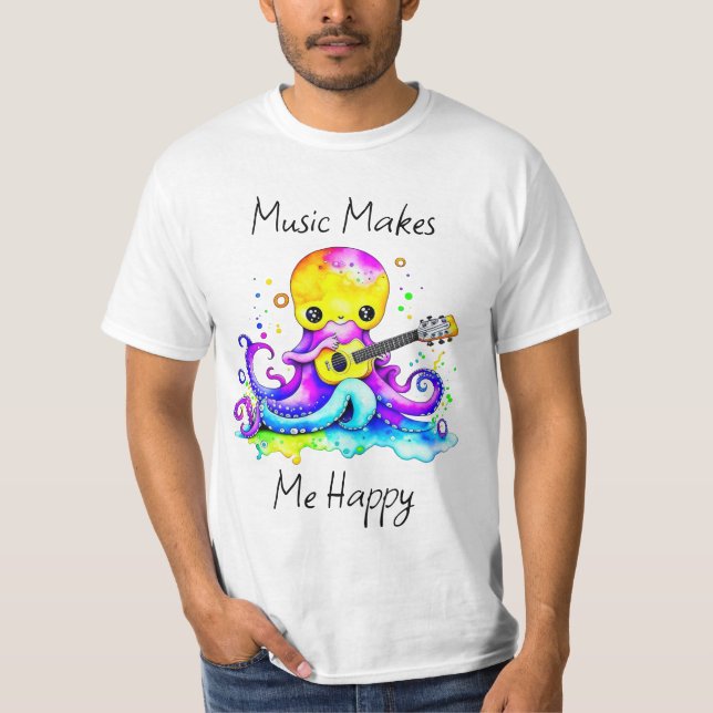 Musik freut mich | Kraken Gitarre spielen T-Shirt (Vorderseite)