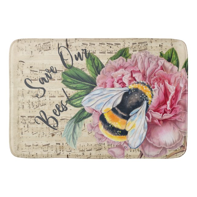 Musik für Bienen Rosa Peony Badematte (Vorderseite)