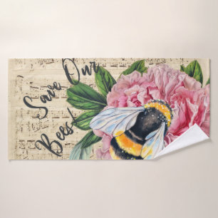 Musik für Bienen Rosa Peony Badhandtuch Set