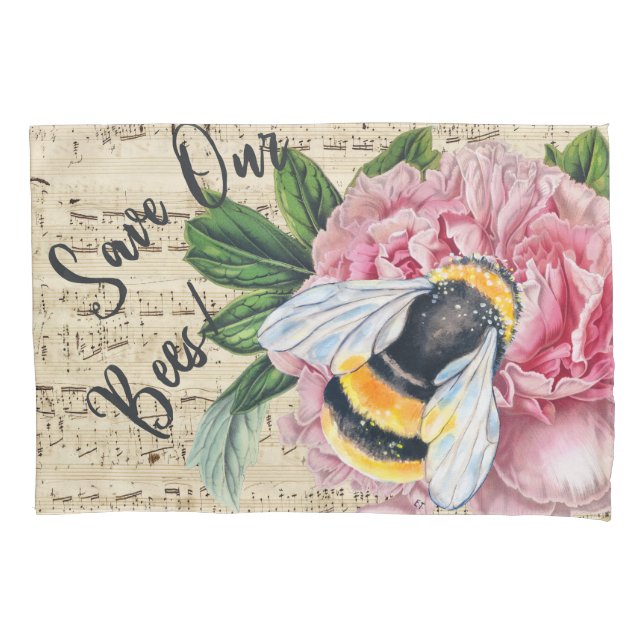 Musik für Bienen Rosa Peony Kissenbezug (Vorderseite)