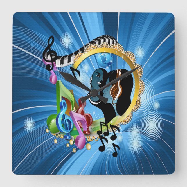 Musik für das Soul Quadratische Wanduhr (Vorderseite)