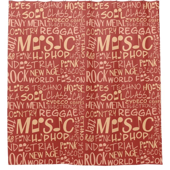 Musik Genres Word Collage Duschvorhang (Vorderseite)