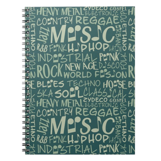 Musik Genres Word Collage Notebook Notizblock (Vorderseite)