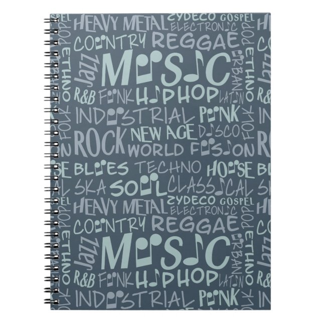 Musik Genres Word Collage Notebook Notizblock (Vorderseite)