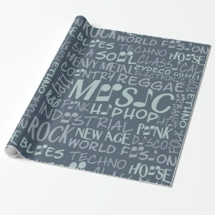 Musik Genres Word Collage Packpapier