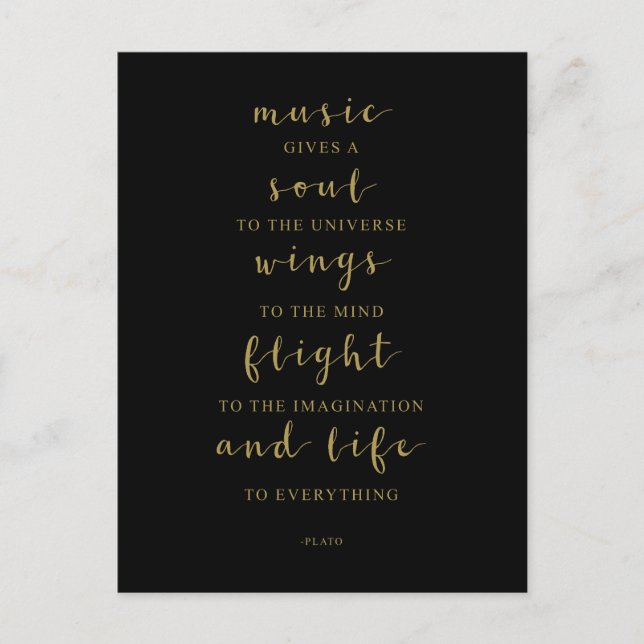 Musik gibt dem Universum ein Soul, Plato Zitat Postkarte (Vorderseite)