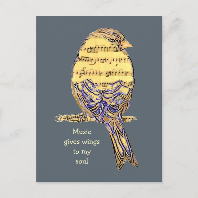 Musik gibt meinem Soul Musiknote Bird Postkarte (Vorderseite)