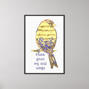 Musik gibt meinem Soul Wings Bird Freednotes Leinwanddruck