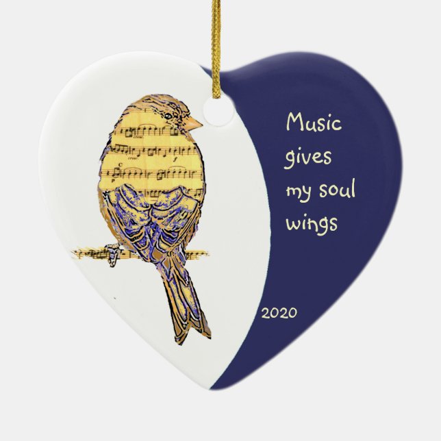 Musik gibt meinem Soul Zitat Musiknote Bird Keramikornament (Hinten)