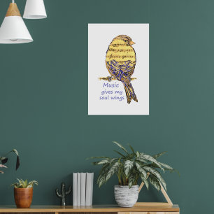 Musik gibt meiner Seele Flügel Inspirationszitat Poster