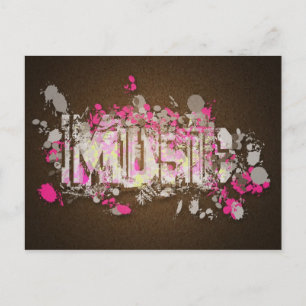 Musik Graffiti Stil Zeichen magenta braun Postkarte