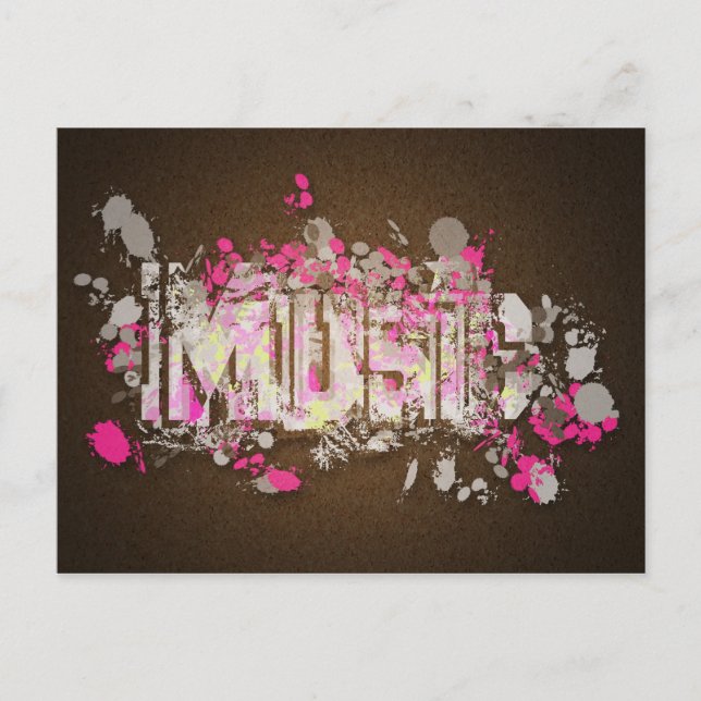 Musik Graffiti Stil Zeichen magenta braun Postkarte (Vorderseite)