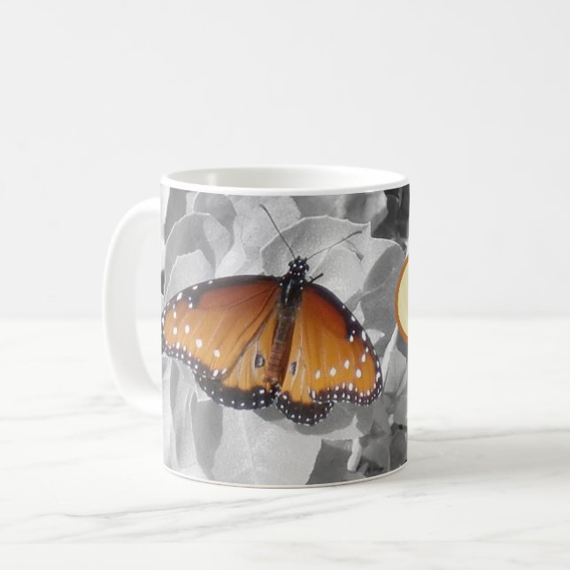 Musik heilt Orange Monarch Butterfly Musiker Kaffeetasse (Vorderseite Links)