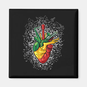Musik Herz Black History Month Farben Männer Fraue Magnet