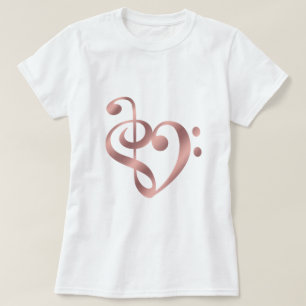 Musik-Herz-Rosen-Gold in der Liebeherzform T-Shirt