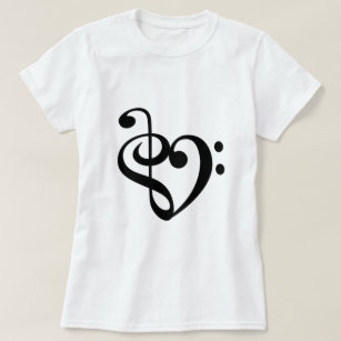 Musik-Herz-Schwarzes in der Liebeherzform T-Shirt