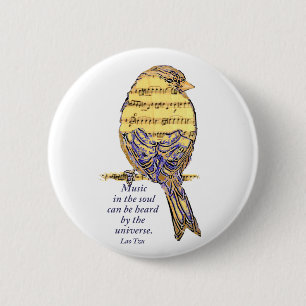 Musik im Soul Quote & Musiknote Bird Button