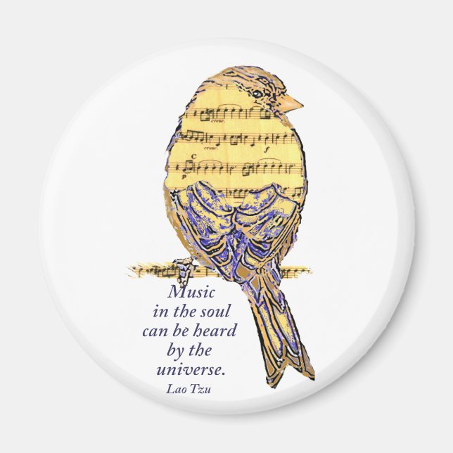 Musik im Soul Quote & Musiknote Bird Magnet (Vorne)