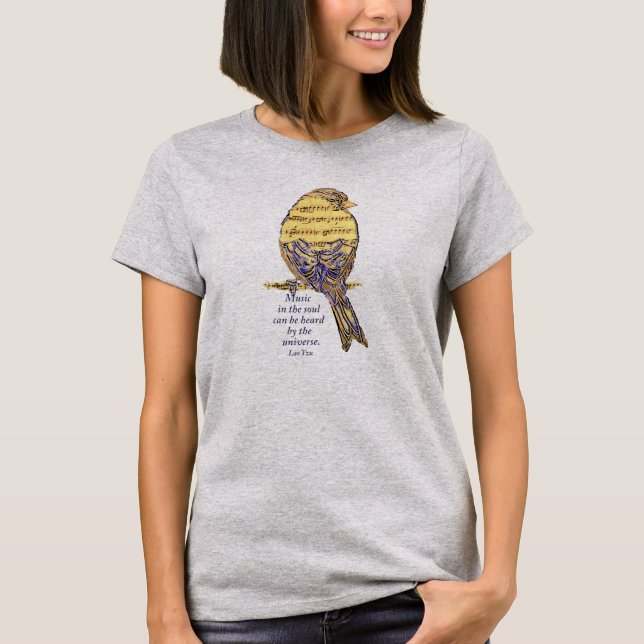 Musik im Soul Quote & Musiknote Bird T-Shirt (Vorderseite)