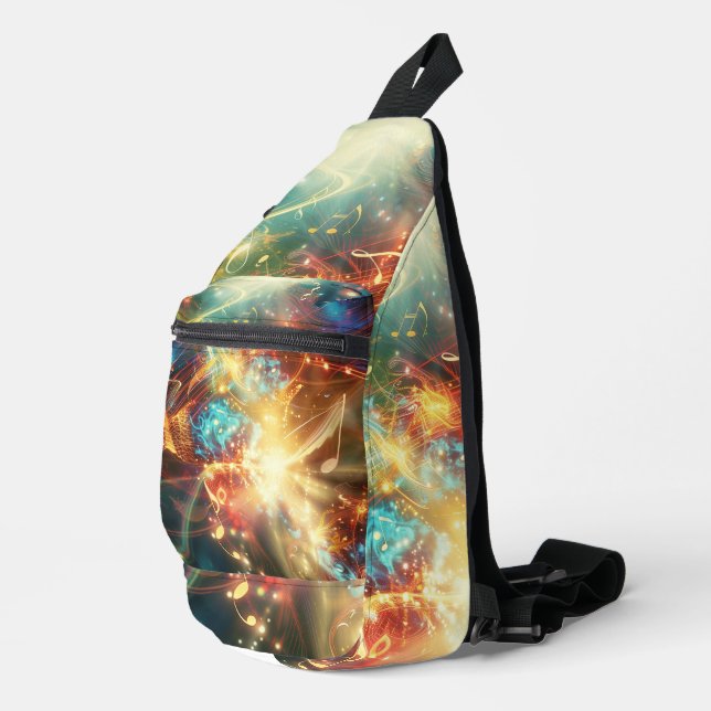 Musik in der digitalen Kunst des Chaos Crossbody Bag (Rechte Ecke)