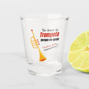 Musik, Instrument, Liebhaber Trompete Zitat Schnapsglas