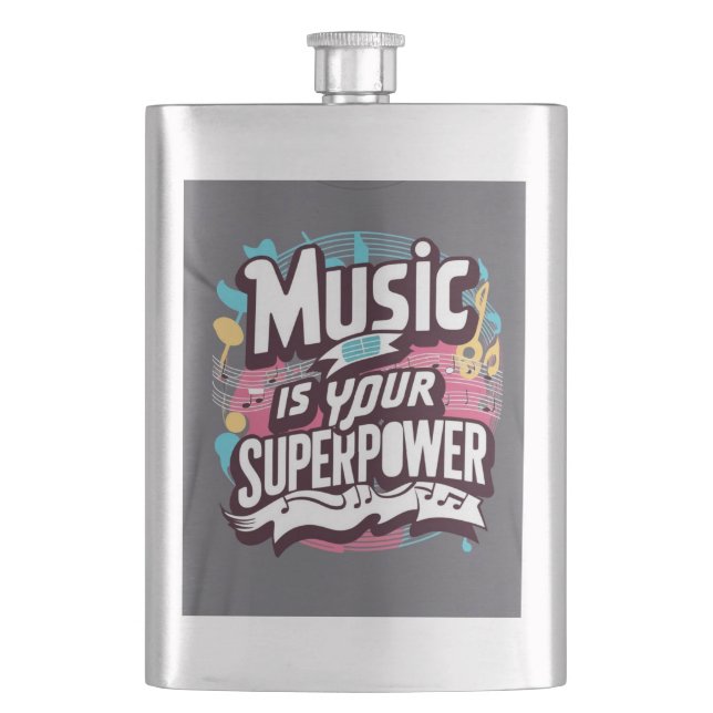Musik ist deine Supermacht Flachmann (Vorderseite)