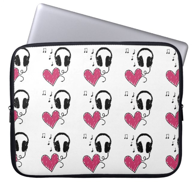 Musik ist dort, wo das Herz Kopfhörerschläfer ist Laptopschutzhülle (Vorderseite)