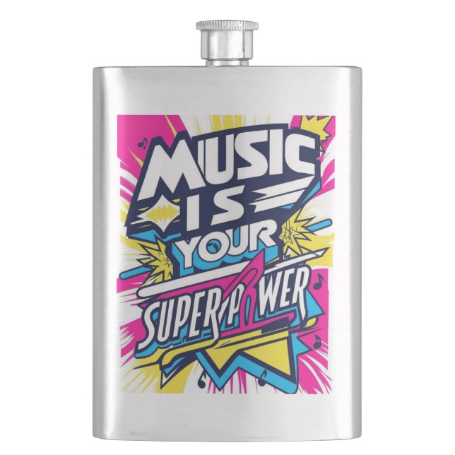 Musik ist Ihre Superpower-Option 2 Flachmann (Vorderseite)