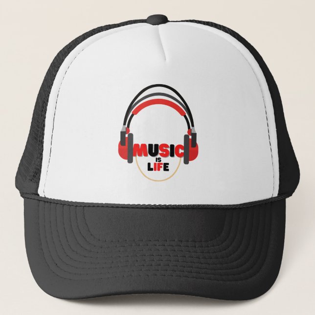Musik ist Leben Entfesseln Sie Ihren exklusiven Rh Truckerkappe (Vorderseite)